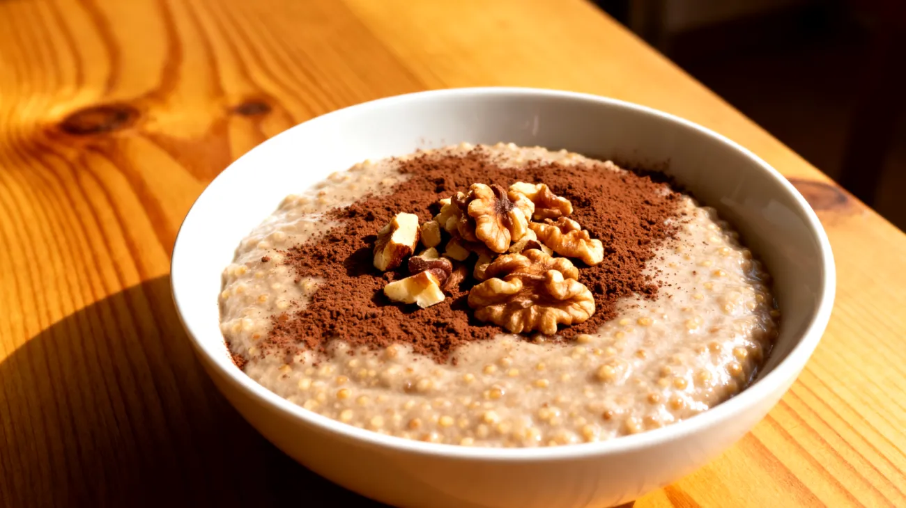 Amaranth-Quinoa-Pudding mit Kakao und Walnüssen"