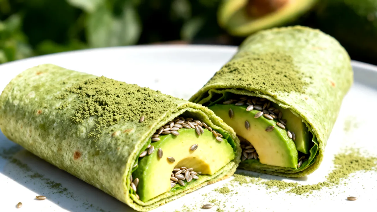 Hanfsamen-Avocado-Wraps mit Spirulina"