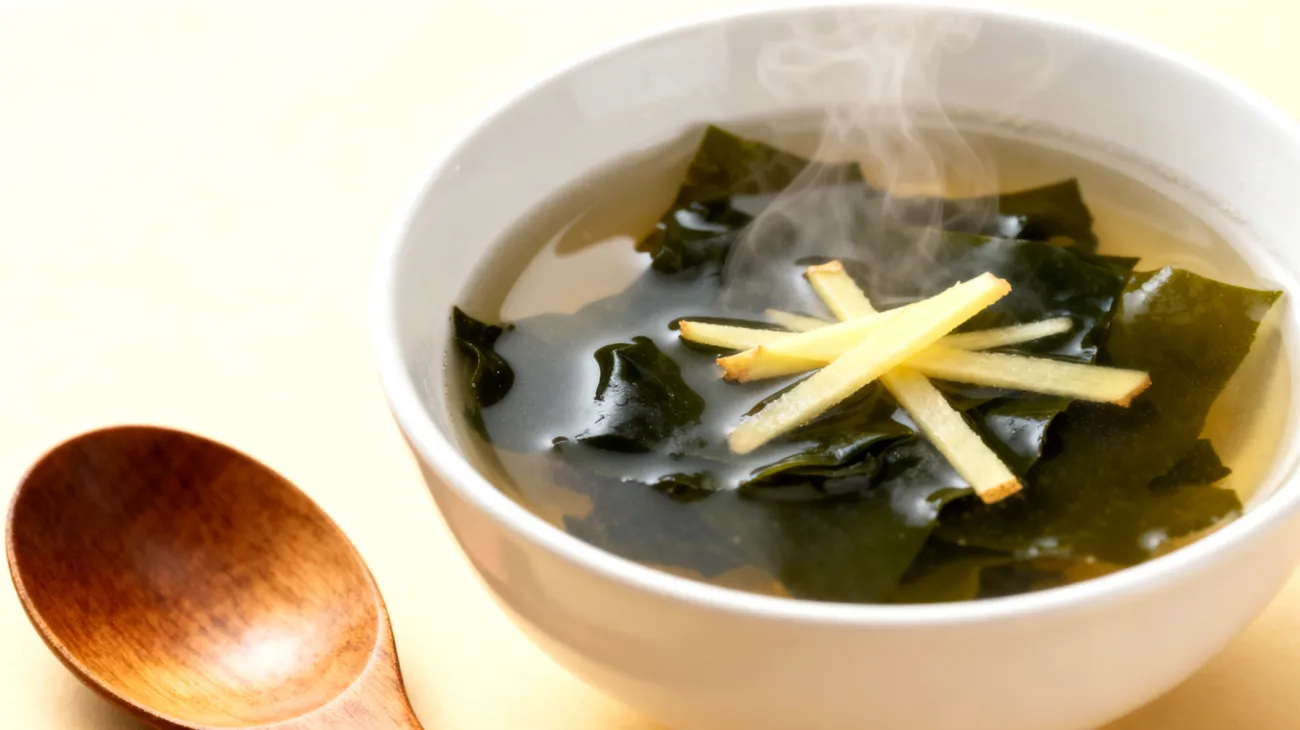 Miso-Suppe mit Wakame-Algen und Ingwer"