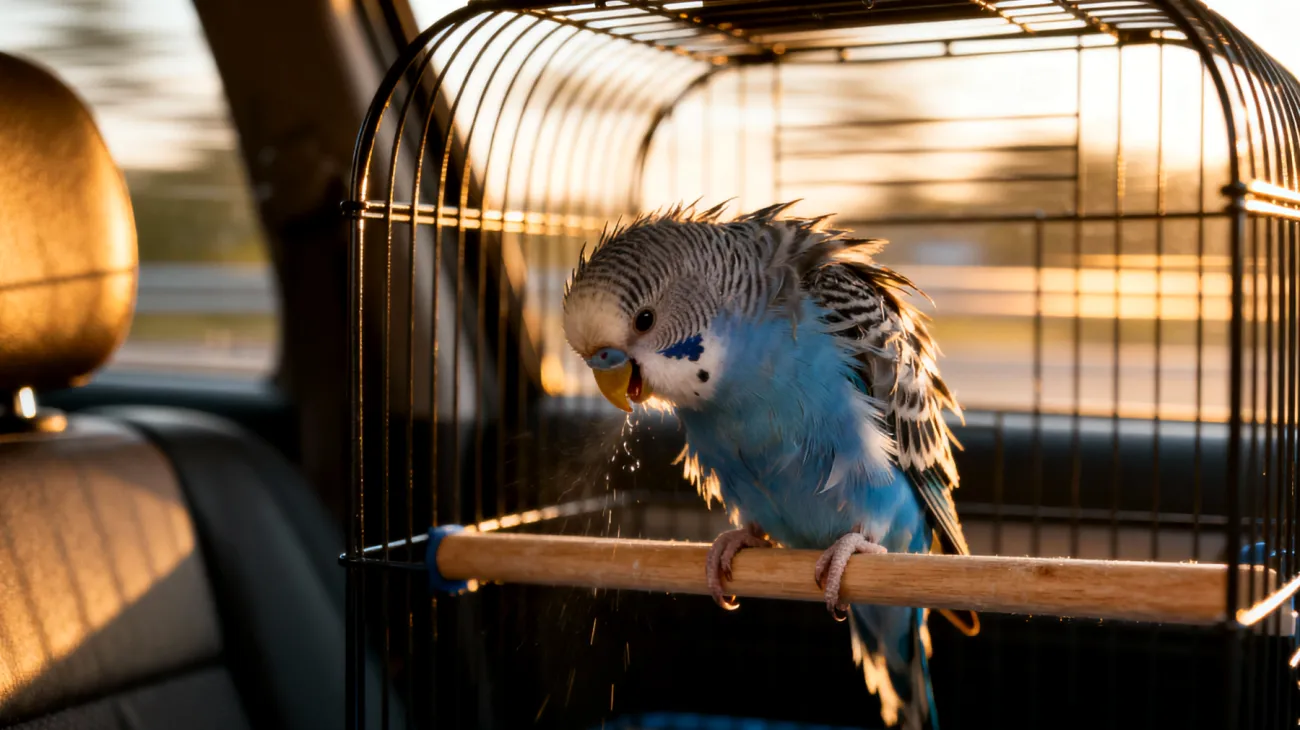 Wellensittiche leiden unter Reisestress und können während des Transports gesundheitliche Probleme wie Atembeschwerden, Dehydrierung oder Panikattacken entwickeln"