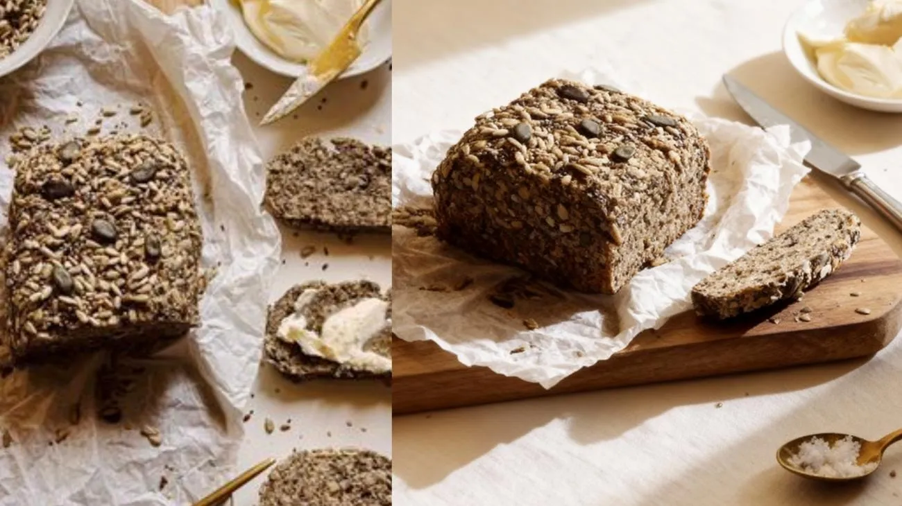 Keto-Saatenbrot 🍞 Glutenfrei, vegan & darmfreundlich #ketobrot #saatenbrot #brotrezept #glutenfreibacken #glutenfreierezepte #veganerezepte #darmfreundlicherezepte"