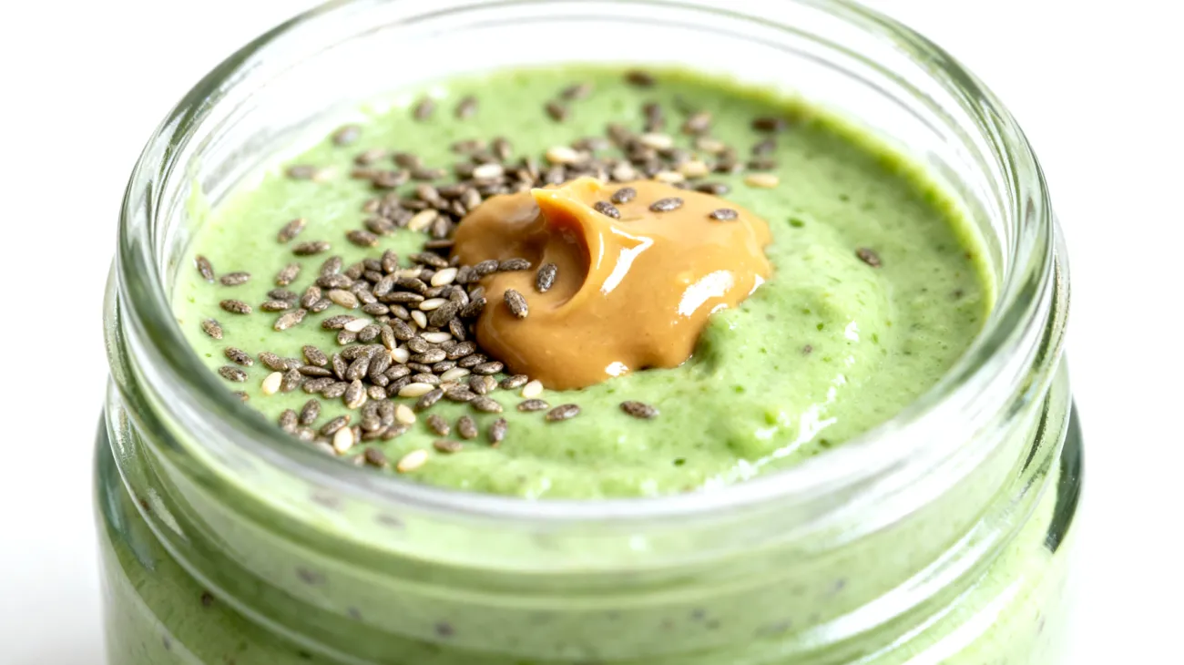 Hanfsamen-Overnight-Pudding mit Spirulina und Cashewmus"