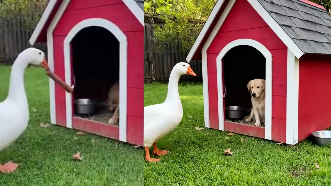 😂 Das hat sich die Gans anders vorgestellt. Der Hund dreht den Spieß um. 😅 #sora #spaß #hund #fyp #tiere"